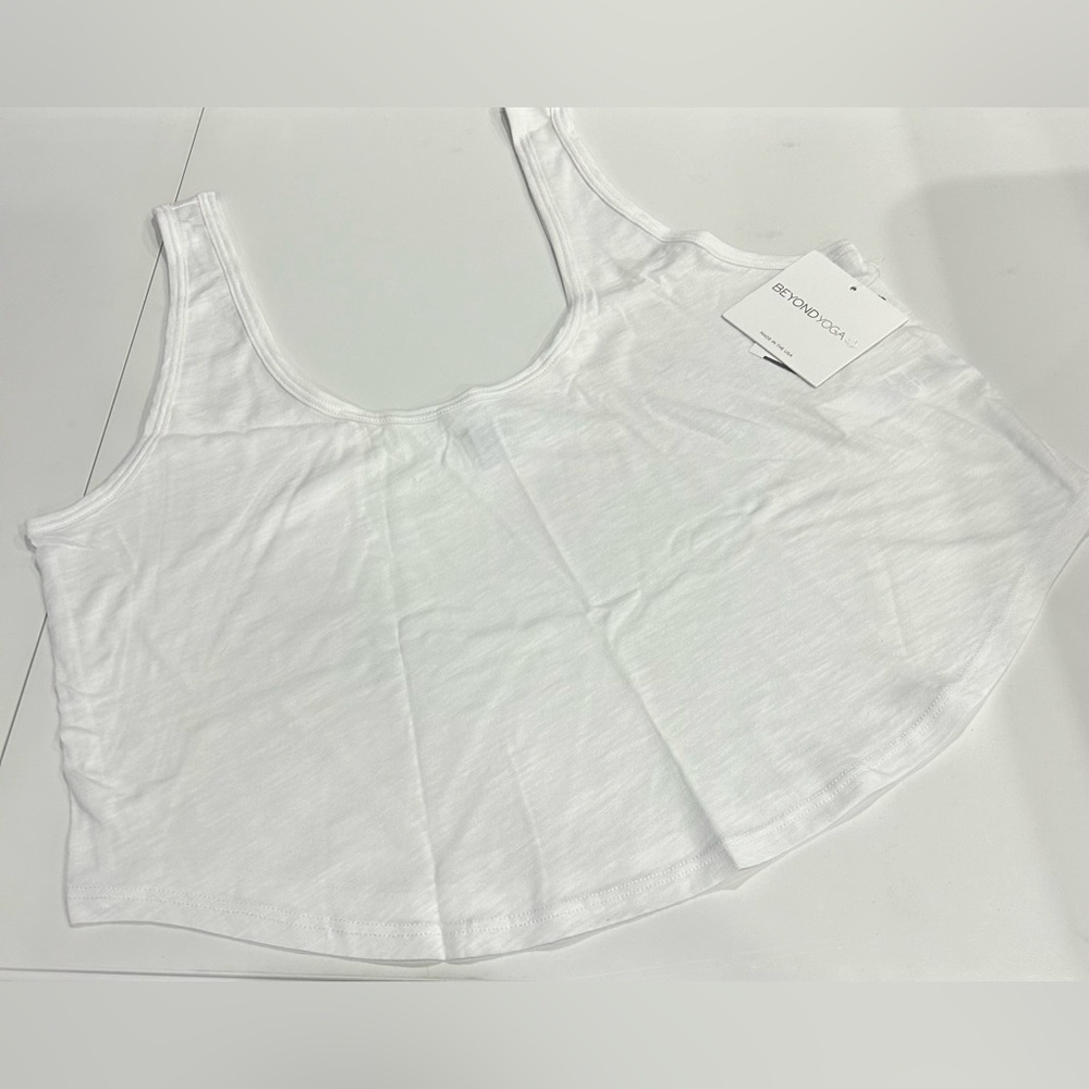 Beyond Yoga Women's Xl Well Traveled Tank White Nwt Slub Jersey Fabric
